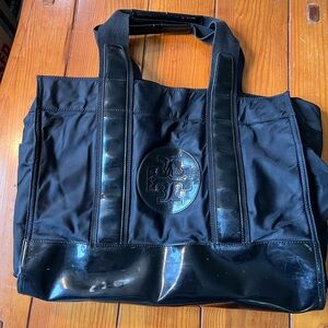 Tory Burch Tote Bag Nylon Black With Logo